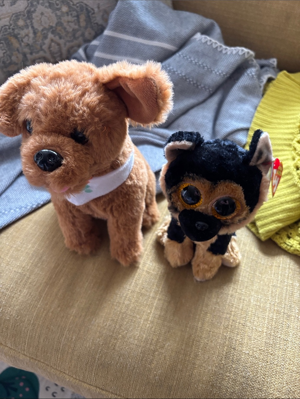 Ty Plush Dogs - Brown and Black/Tan Puppy Set
